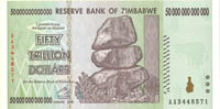 Zimbabwe 50 Trillion Dollar Note